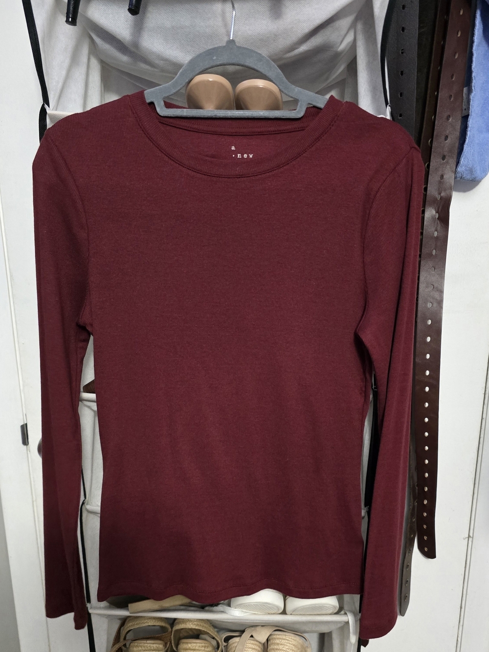a new day Long-Sleeve Crewneck Top - Burgundy